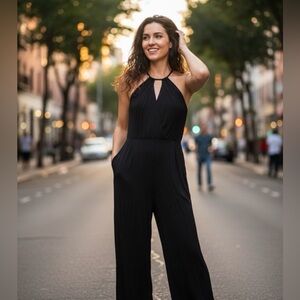 NWT- ZARA- Black lightweight jumpsuit